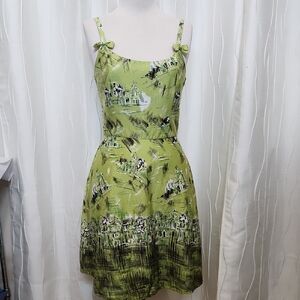 K & Company Green Spaghetti Strap Abstract Dress